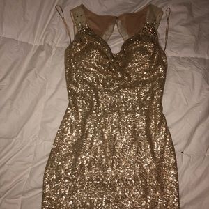 Gold Faviana short dress with open back